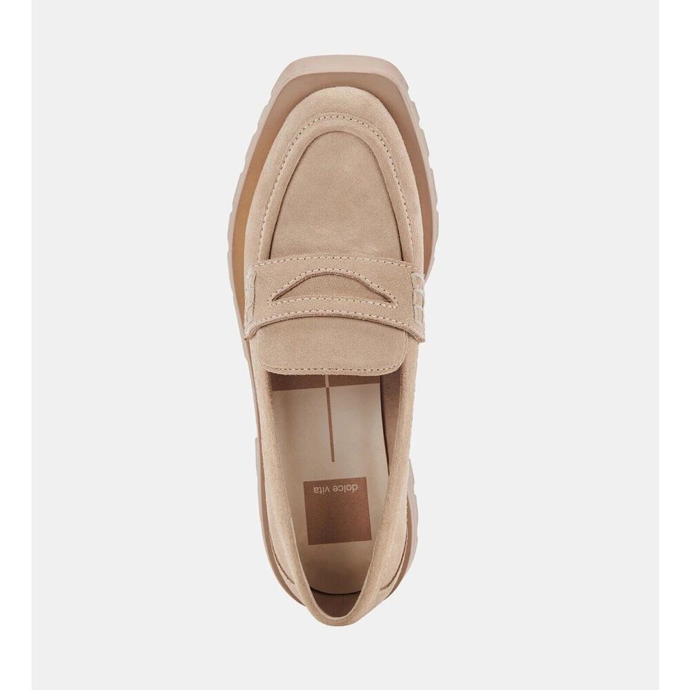 DOLCE VITA Elias Lug Loafers in Dune Suede Size 9 Capsule Neutral Beige Preowned
